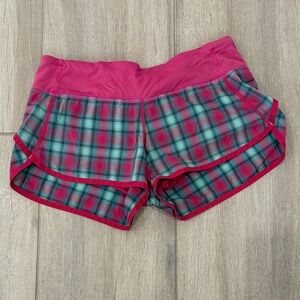lululemon athletica Pink and Green Plaid Athletic Shorts